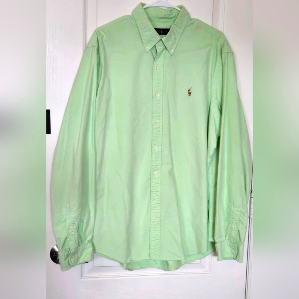 Ralph Lauren Oxford Shirt Mens XX Large Mint Green Long Sleeve Button Down Pony